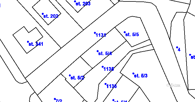 Parcela st. 5/4 v KÚ Chlístov u Benešova, Katastrální mapa
