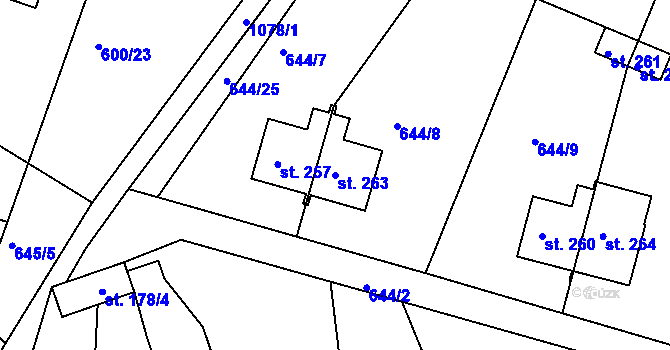 Parcela st. 263 v KÚ Chlístov u Benešova, Katastrální mapa