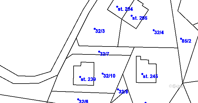 Parcela st. 32/7 v KÚ Chlístov u Benešova, Katastrální mapa