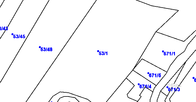 Parcela st. 53/1 v KÚ Chlístov u Benešova, Katastrální mapa