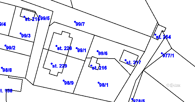 Parcela st. 99/6 v KÚ Chlístov u Benešova, Katastrální mapa