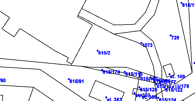 Parcela st. 615/2 v KÚ Chlístov u Benešova, Katastrální mapa