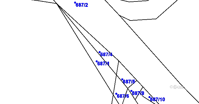 Parcela st. 687/4 v KÚ Chlístov u Benešova, Katastrální mapa