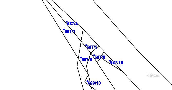 Parcela st. 687/5 v KÚ Chlístov u Benešova, Katastrální mapa