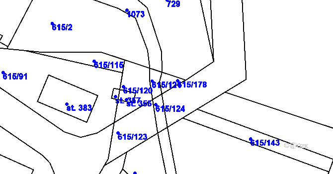 Parcela st. 615/122 v KÚ Chlístov u Benešova, Katastrální mapa