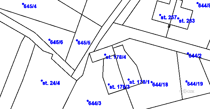Parcela st. 178/4 v KÚ Chlístov u Benešova, Katastrální mapa