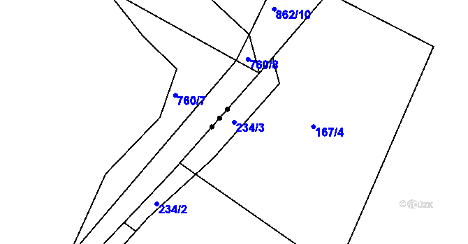 Parcela st. 234/3 v KÚ Chlístov u Benešova, Katastrální mapa