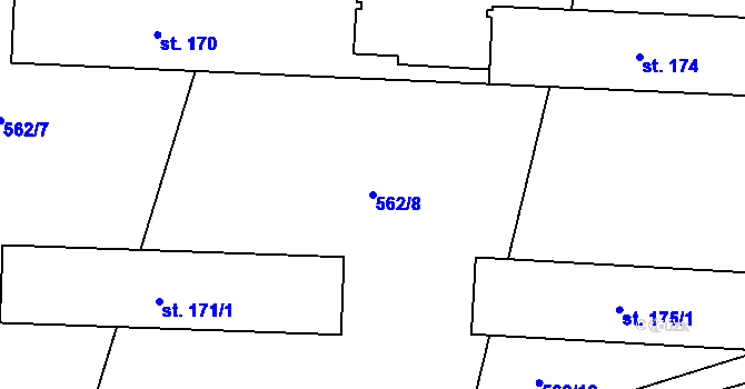 Parcela st. 562/8 v KÚ Chlístov u Benešova, Katastrální mapa