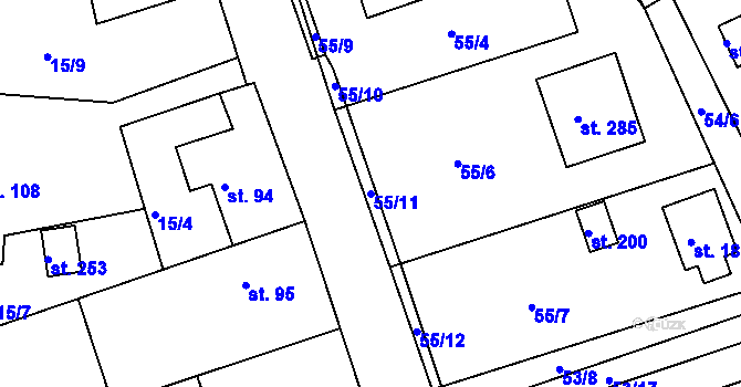 Parcela st. 55/11 v KÚ Chlístov u Benešova, Katastrální mapa
