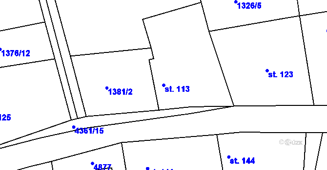 Parcela st. 113 v KÚ Úročnice, Katastrální mapa