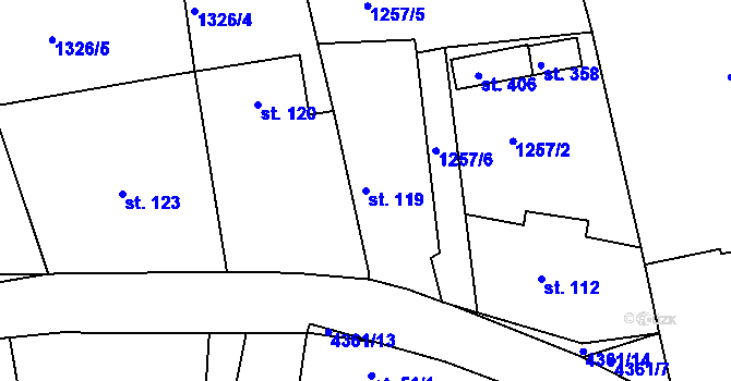 Parcela st. 119 v KÚ Úročnice, Katastrální mapa