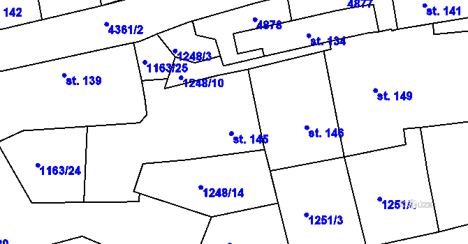 Parcela st. 145 v KÚ Úročnice, Katastrální mapa