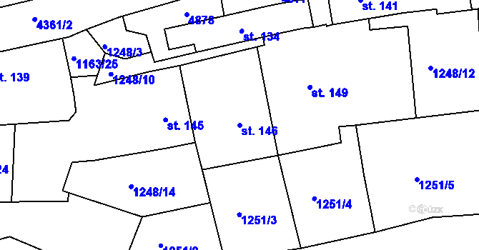 Parcela st. 146 v KÚ Úročnice, Katastrální mapa
