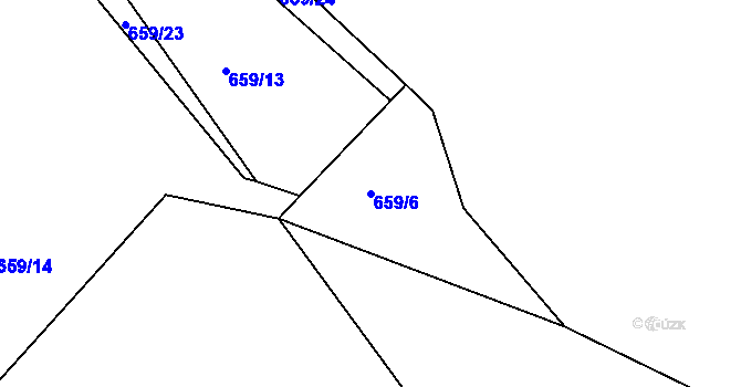 Parcela st. 659/6 v KÚ Úročnice, Katastrální mapa