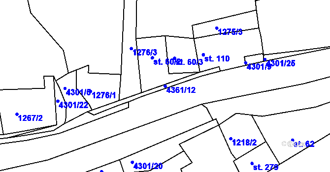 Parcela st. 4361/12 v KÚ Úročnice, Katastrální mapa