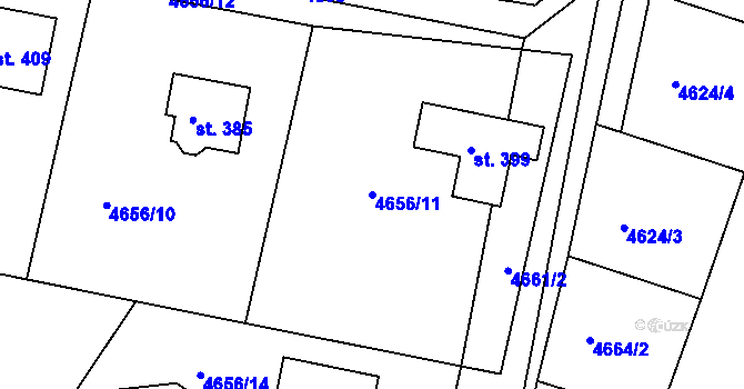 Parcela st. 4656/11 v KÚ Úročnice, Katastrální mapa