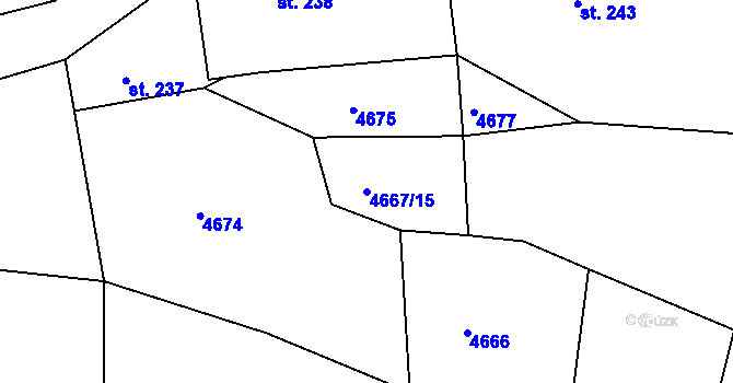 Parcela st. 4667/15 v KÚ Úročnice, Katastrální mapa