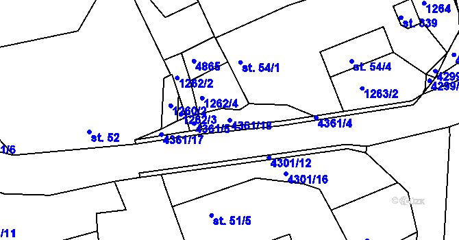 Parcela st. 4361/18 v KÚ Úročnice, Katastrální mapa