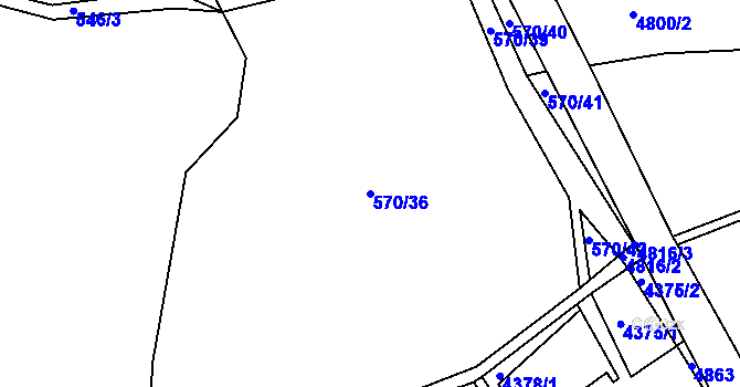 Parcela st. 570/36 v KÚ Úročnice, Katastrální mapa