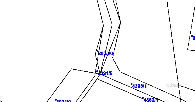Parcela st. 803/20 v KÚ Úročnice, Katastrální mapa