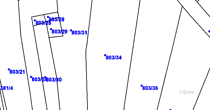 Parcela st. 803/34 v KÚ Úročnice, Katastrální mapa
