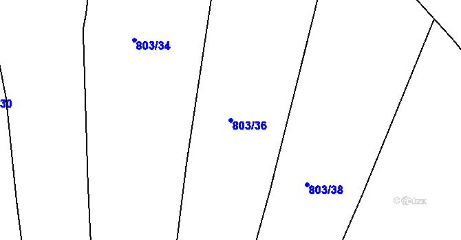 Parcela st. 803/36 v KÚ Úročnice, Katastrální mapa