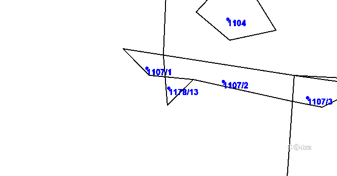Parcela st. 1178/13 v KÚ Úročnice, Katastrální mapa