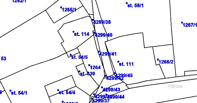 Parcela st. 4299/41 v KÚ Úročnice, Katastrální mapa