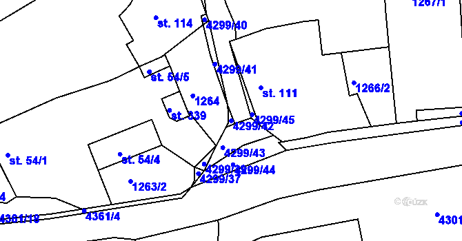Parcela st. 4299/42 v KÚ Úročnice, Katastrální mapa