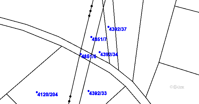 Parcela st. 4392/34 v KÚ Úročnice, Katastrální mapa
