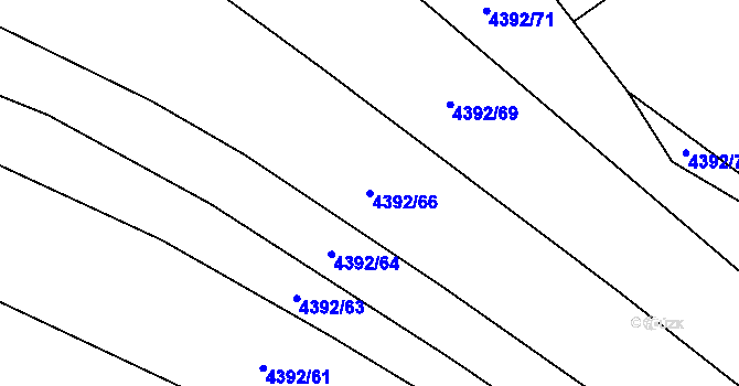 Parcela st. 4392/66 v KÚ Úročnice, Katastrální mapa
