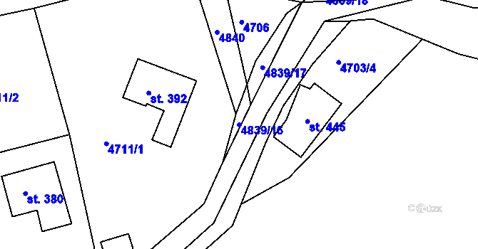 Parcela st. 4839/16 v KÚ Úročnice, Katastrální mapa