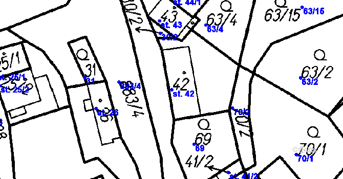 Parcela st. 42 v KÚ Chlistov, Katastrální mapa