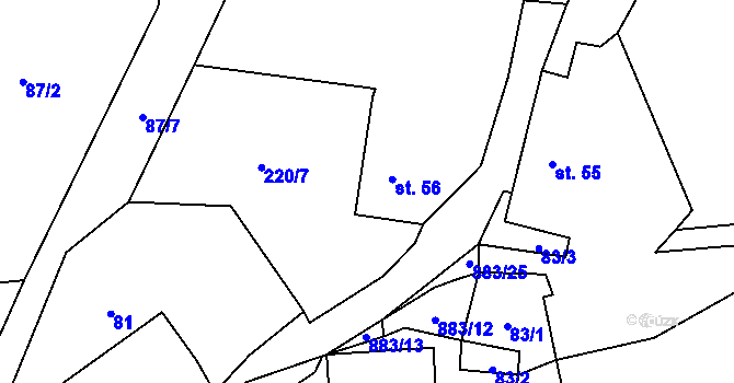 Parcela st. 56 v KÚ Chlistov, Katastrální mapa