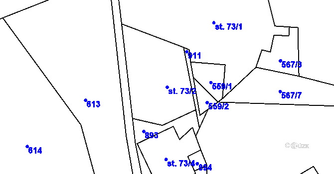 Parcela st. 73/2 v KÚ Chlistov, Katastrální mapa