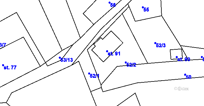 Parcela st. 91 v KÚ Chlistov, Katastrální mapa