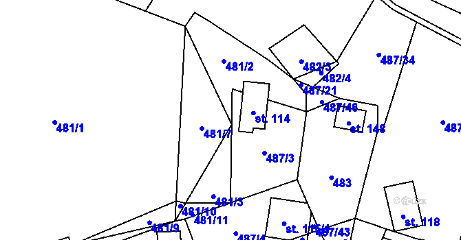 Parcela st. 114 v KÚ Chlistov, Katastrální mapa