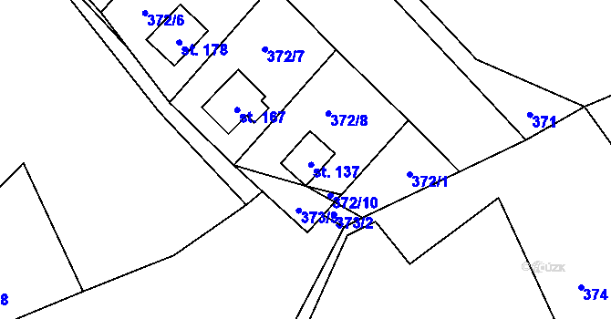 Parcela st. 137 v KÚ Chlistov, Katastrální mapa