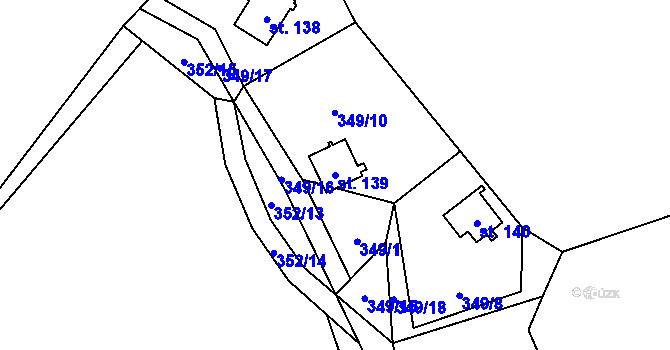 Parcela st. 139 v KÚ Chlistov, Katastrální mapa