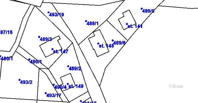 Parcela st. 145 v KÚ Chlistov, Katastrální mapa