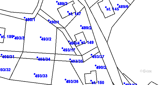 Parcela st. 149 v KÚ Chlistov, Katastrální mapa