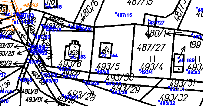 Parcela st. 154 v KÚ Chlistov, Katastrální mapa
