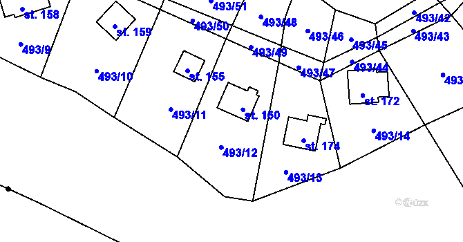 Parcela st. 160 v KÚ Chlistov, Katastrální mapa