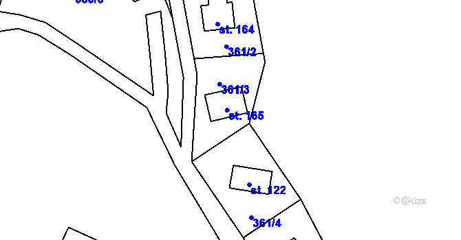 Parcela st. 165 v KÚ Chlistov, Katastrální mapa