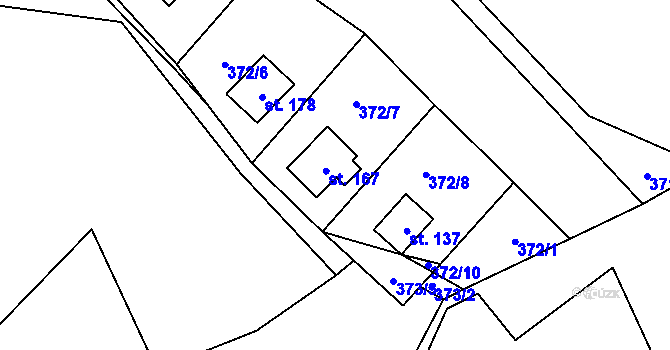 Parcela st. 167 v KÚ Chlistov, Katastrální mapa
