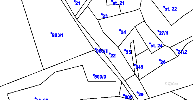 Parcela st. 22 v KÚ Chlistov, Katastrální mapa