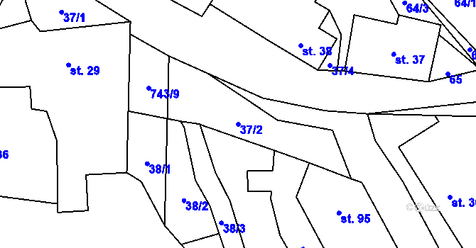 Parcela st. 37/2 v KÚ Chlistov, Katastrální mapa