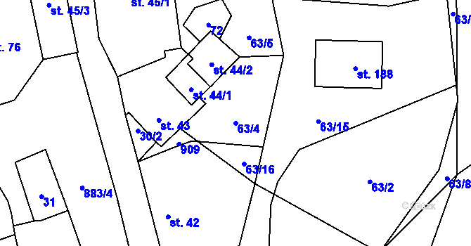 Parcela st. 63/4 v KÚ Chlistov, Katastrální mapa
