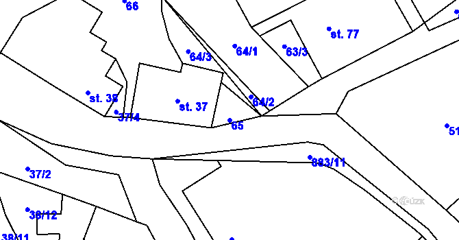 Parcela st. 65 v KÚ Chlistov, Katastrální mapa