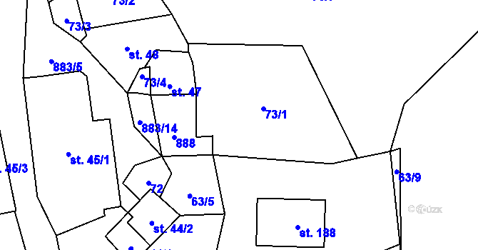 Parcela st. 73/1 v KÚ Chlistov, Katastrální mapa